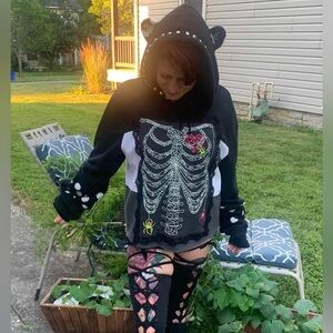 SOLD Spooky custom glow in the dark, skeleton bear hoodie sewn by me